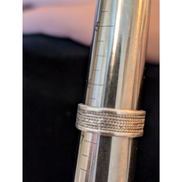 Vintage Signed NF 925 Sterling Silver Wheat Design Unisex Band Ring Size 6.5 - Picture 5 of 8